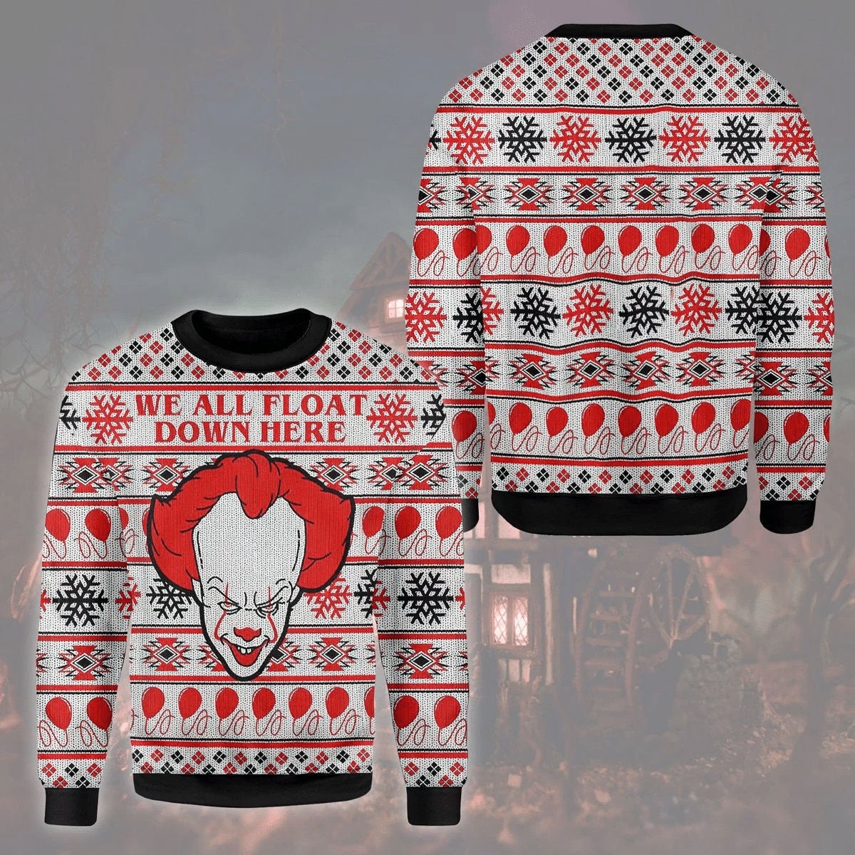 Horror Clown IT Christmas Christmas Wool Ugly Knitted Ugly Christmas Sweater