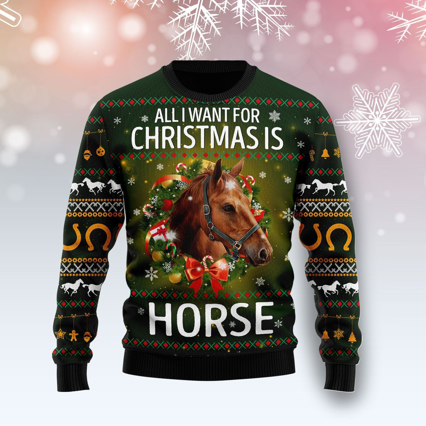 Horse All I Need For Christmas Ugly Christmas Sweater, Perfect Holiday Gift