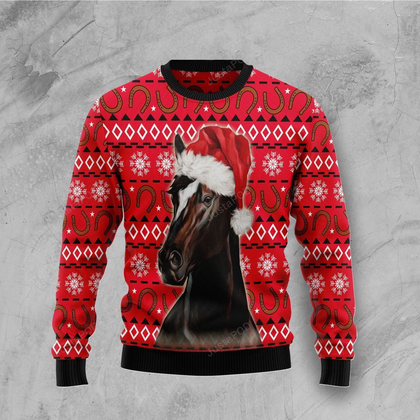 Horse Christmas Pattern Ugly Christmas Sweater, Perfect Holiday Gift