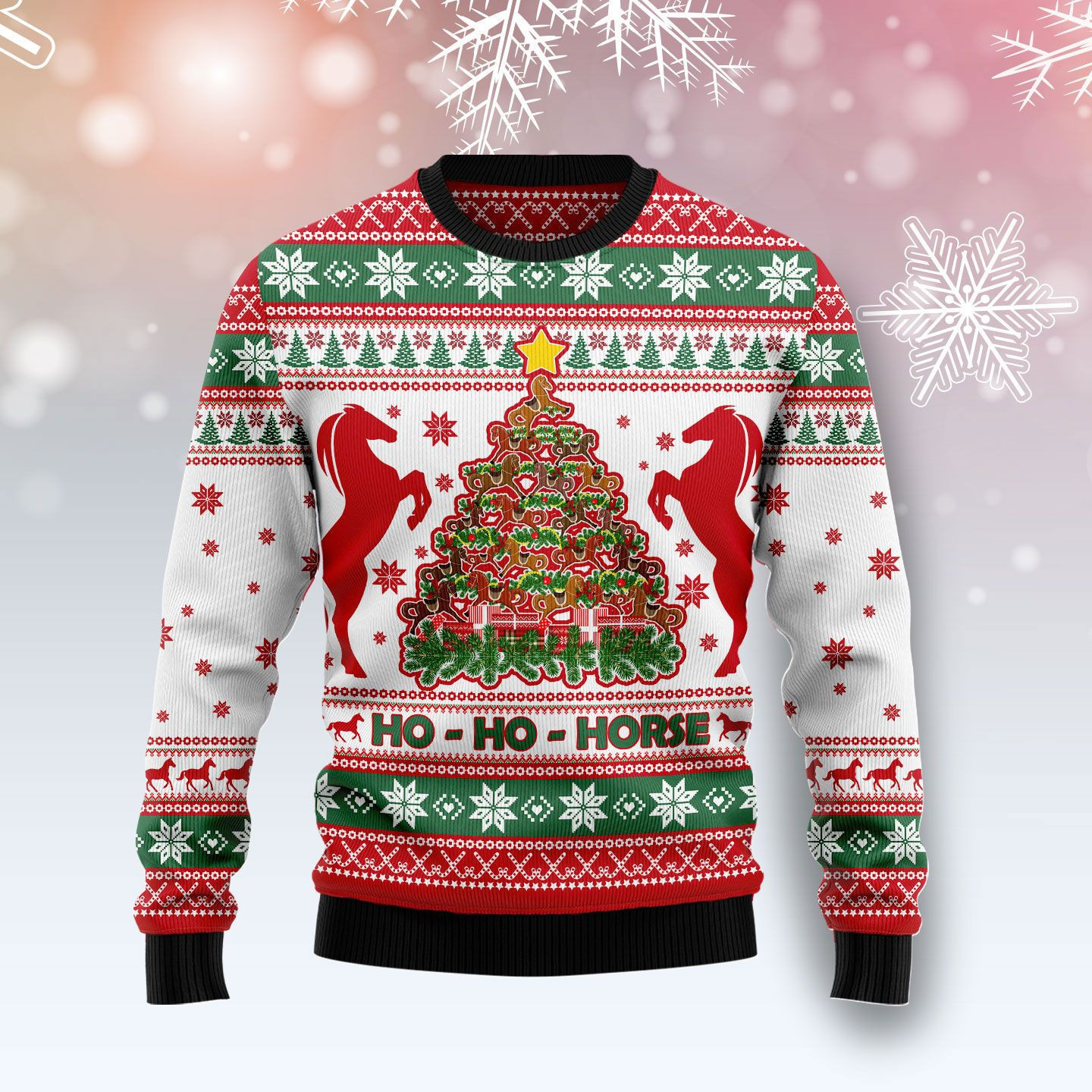 Horse Christmas Tree Ugly Christmas Sweater, Perfect Holiday Gift