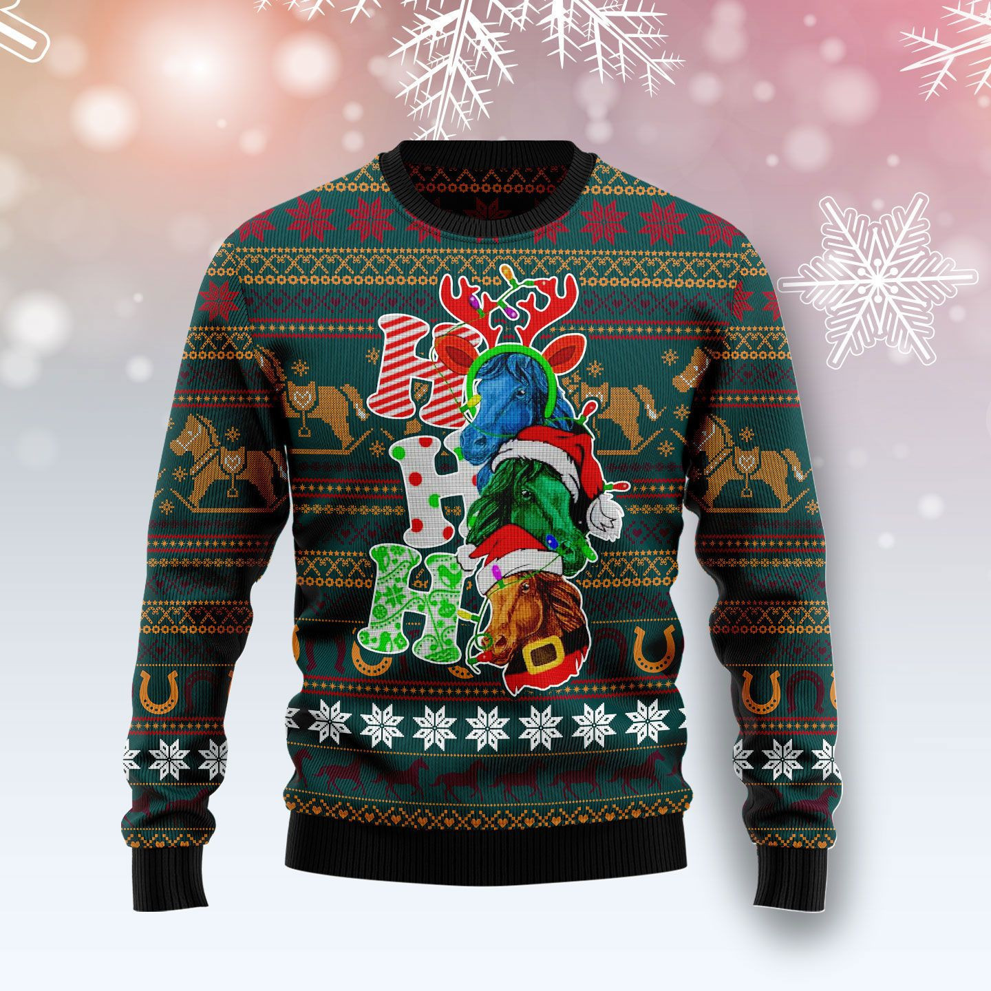 Horse Ho Ho Ho Ugly Christmas Sweater, Perfect Holiday Gift
