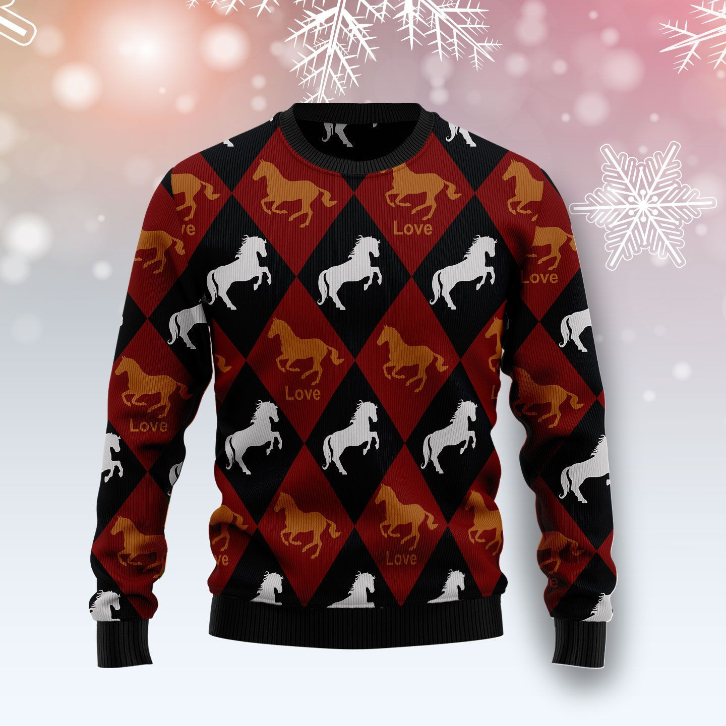 Horse Love Ugly Christmas Sweater, Perfect Holiday Gift