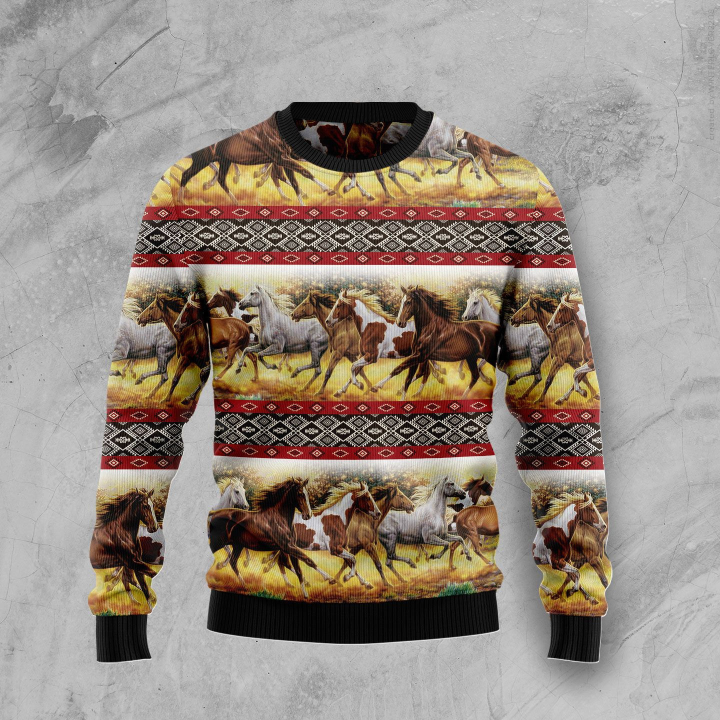 Horse Native American Pattern Ugly Christmas Sweater, Perfect Holiday Gift