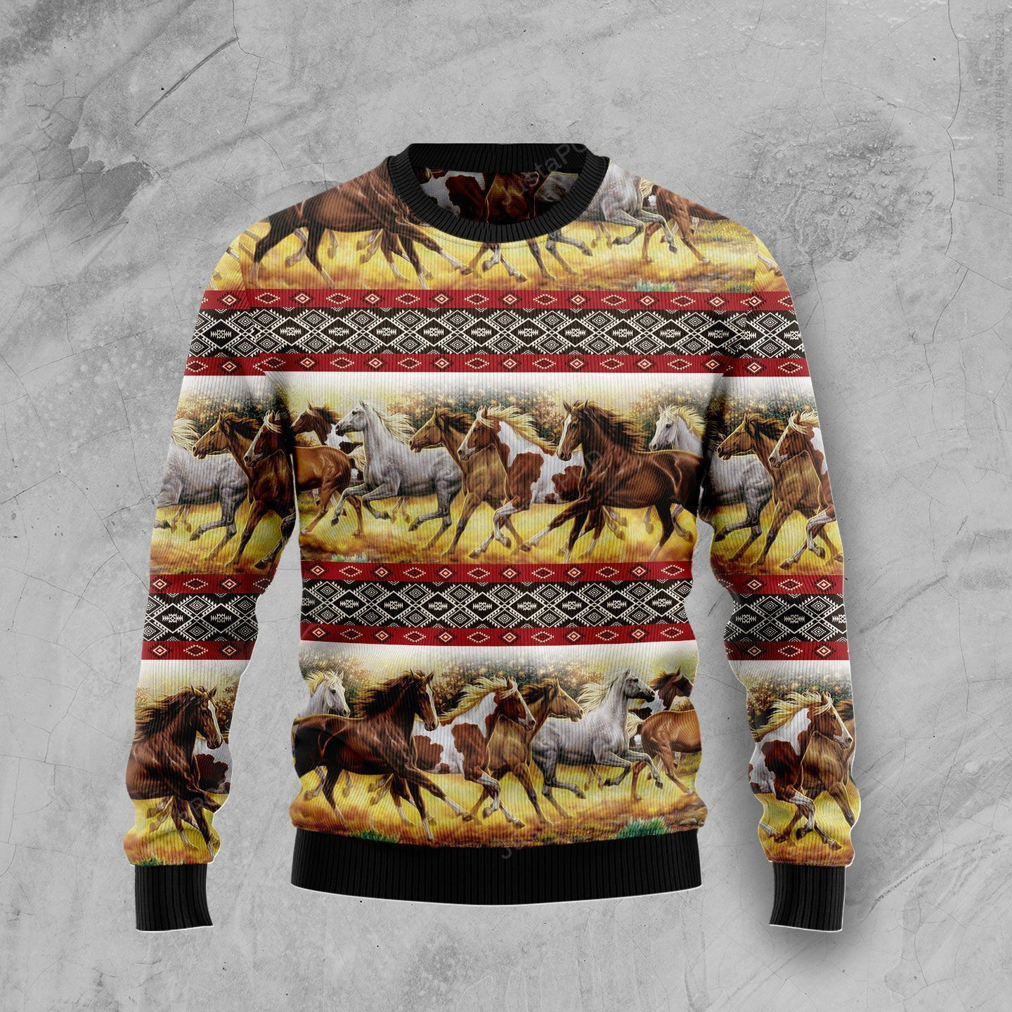 Horse Native American Pattern Ugly Christmas Sweater, Perfect Holiday Gift