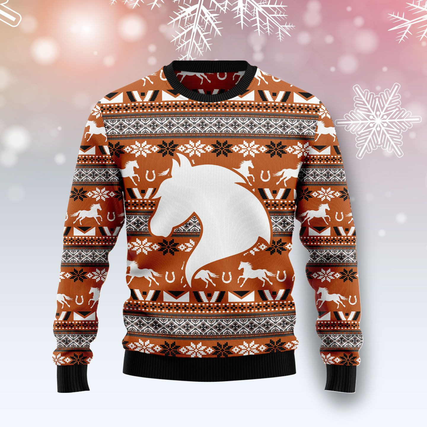 Horse Pattern Ugly Christmas Sweater, Perfect Holiday Gift