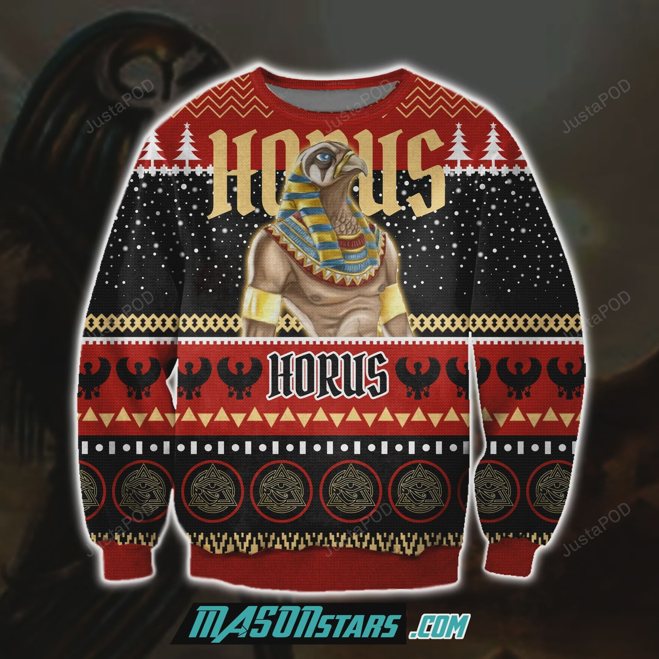 Horus 3D Print Knitting Pattern Ugly Christmas Sweater, Perfect Holiday Gift