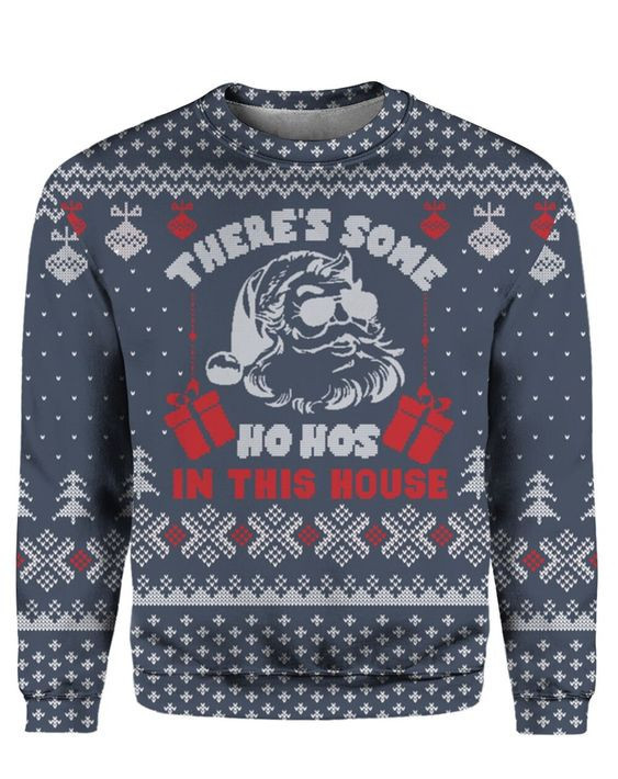 Hos In This House Christmas Sweater Navy Ugly Christmas Sweater, Perfect Holiday Gift