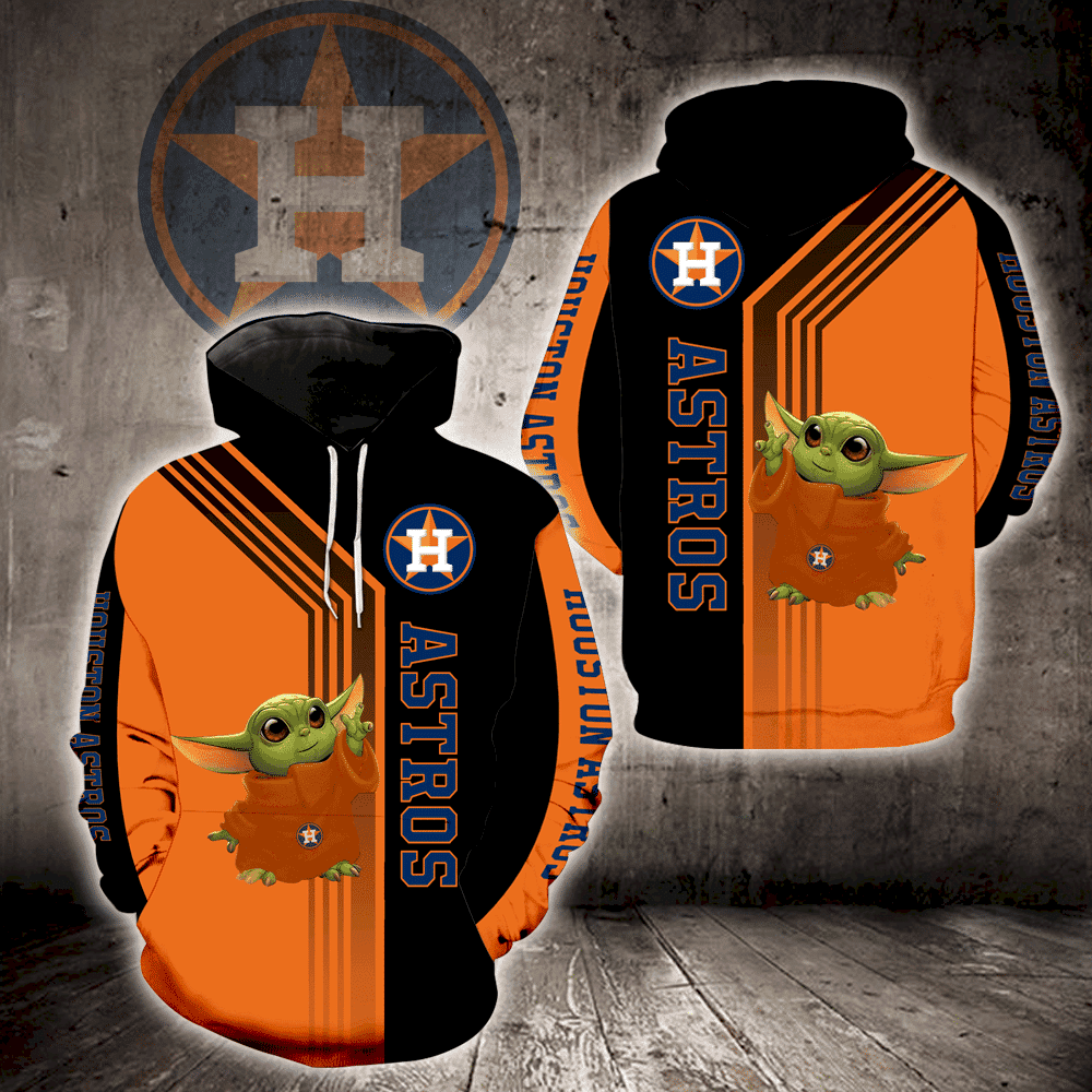 Houston Astros Baby Yoda 3D All Over Print Hoodie & Zip Hoodie