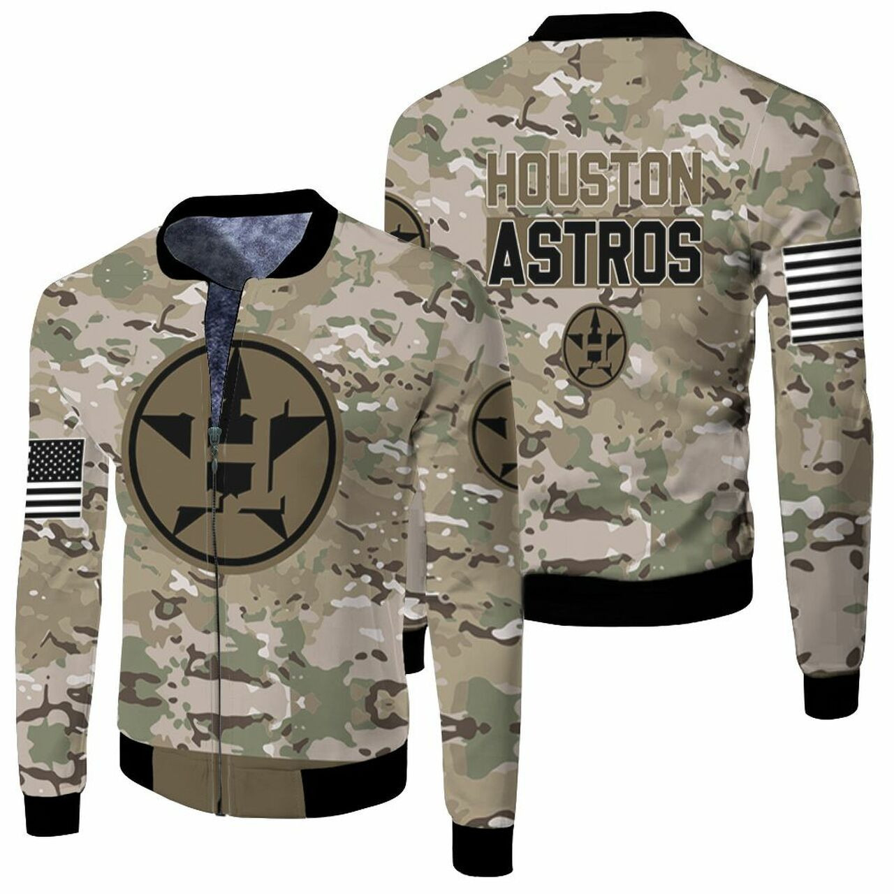 Houston Astros Camo Bomber Jacket | MLB Team Jacket for Men & Women | Baseball Fan Gift