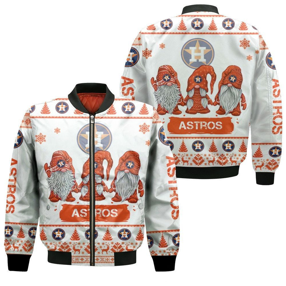 Houston Astros Christmas Gnomes Bomber Jacket | MLB Team Jacket for Men & Women | Baseball Fan Gift