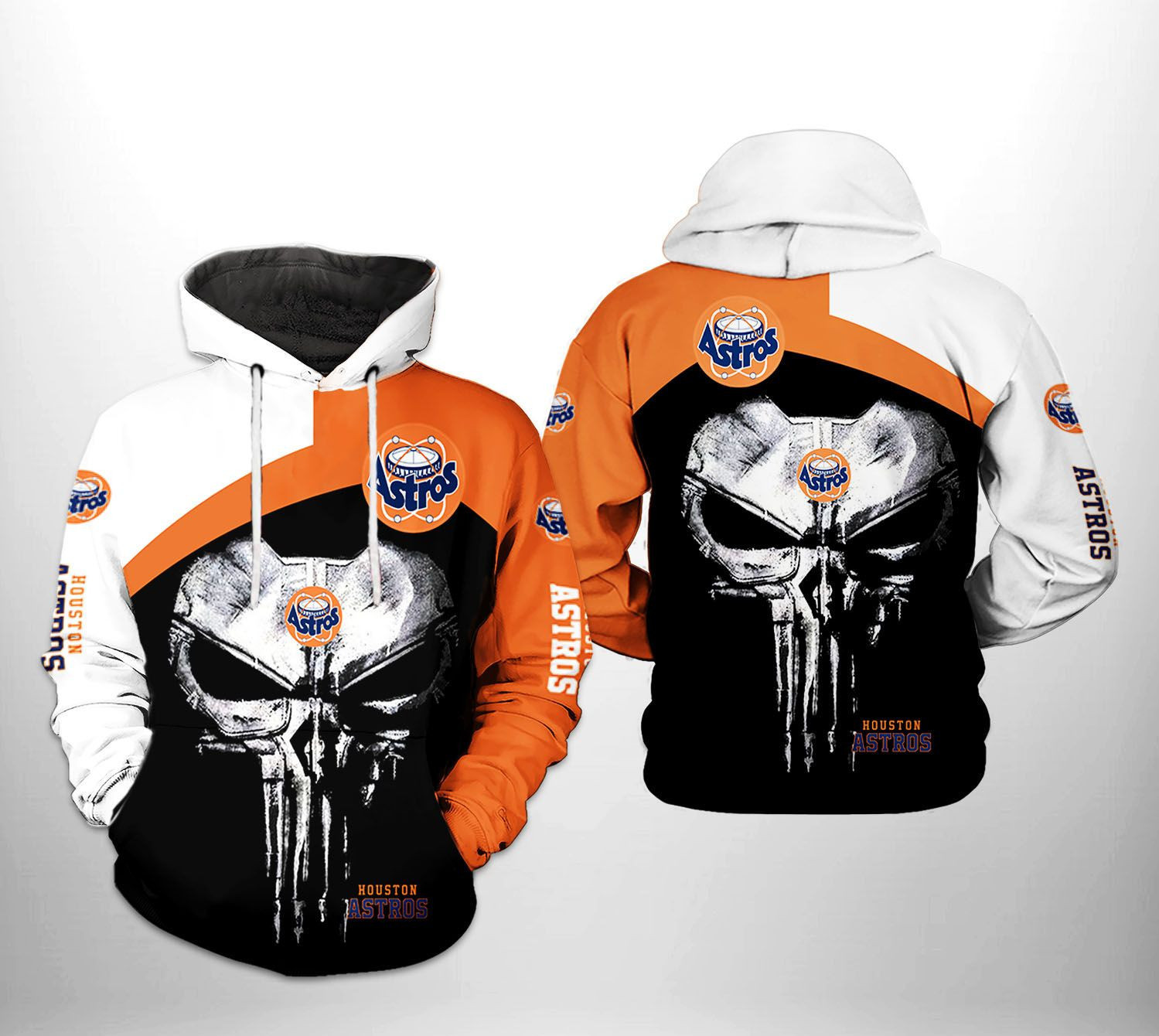 Houston Astros MLB Skull Punisher 3D All Over Print Hoodie & Zip Hoodie