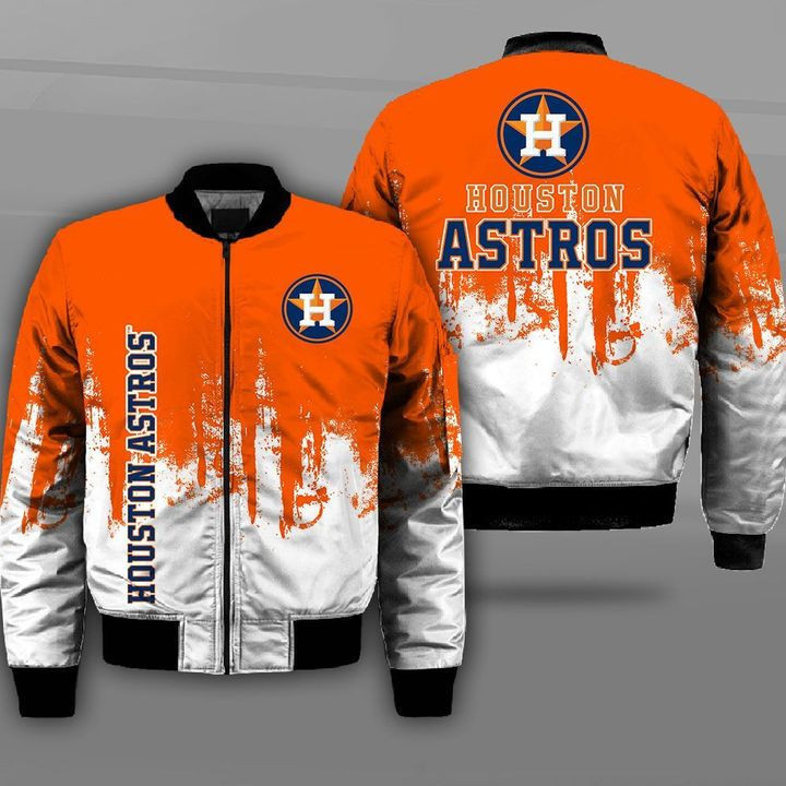 Houston Astros Orange White Bomber Jacket | MLB Team Jacket for Men & Women | Baseball Fan Gift