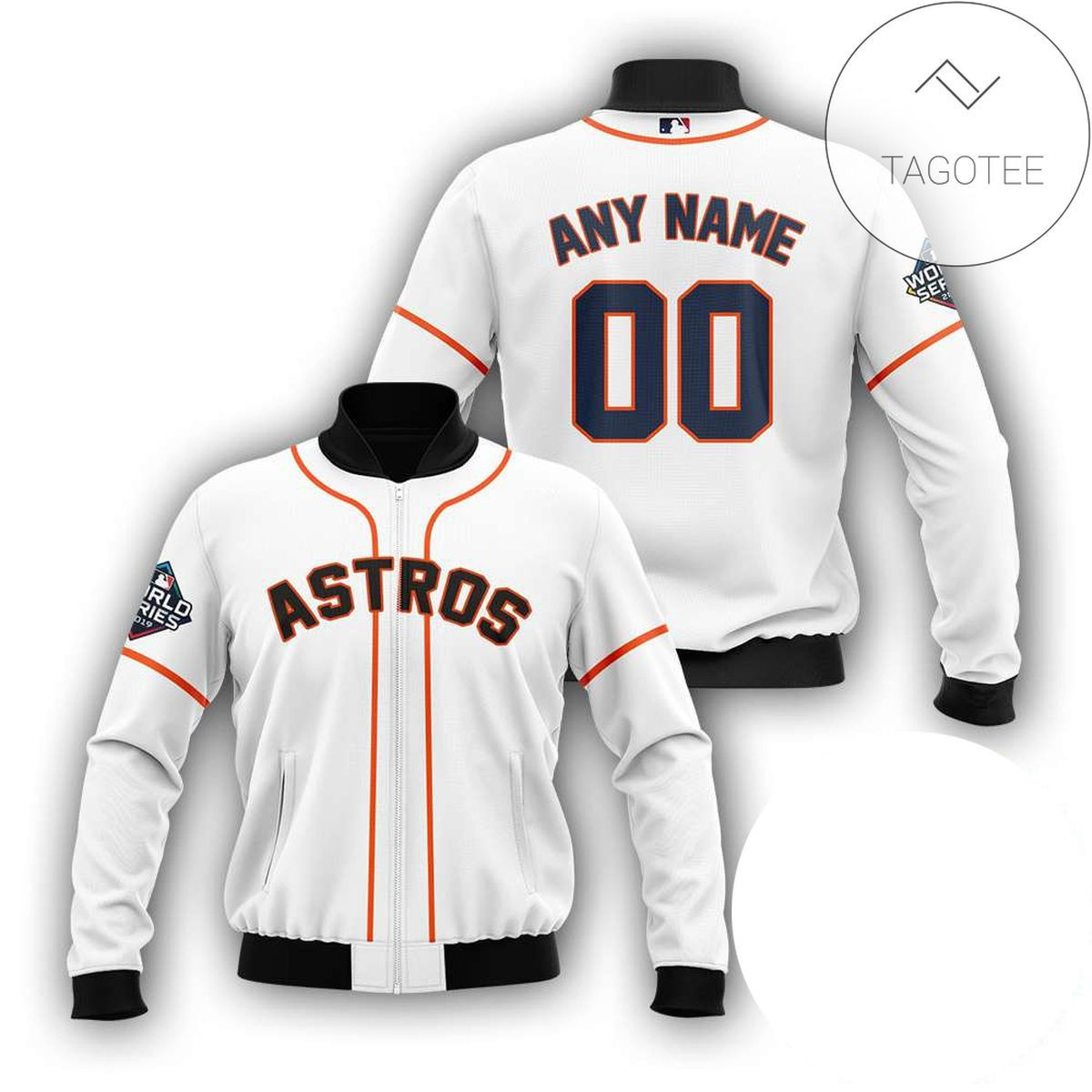 Houston Astros Personalized Name Number White Bomber Jacket | MLB Team Jacket for Men & Women | Baseball Fan Gift