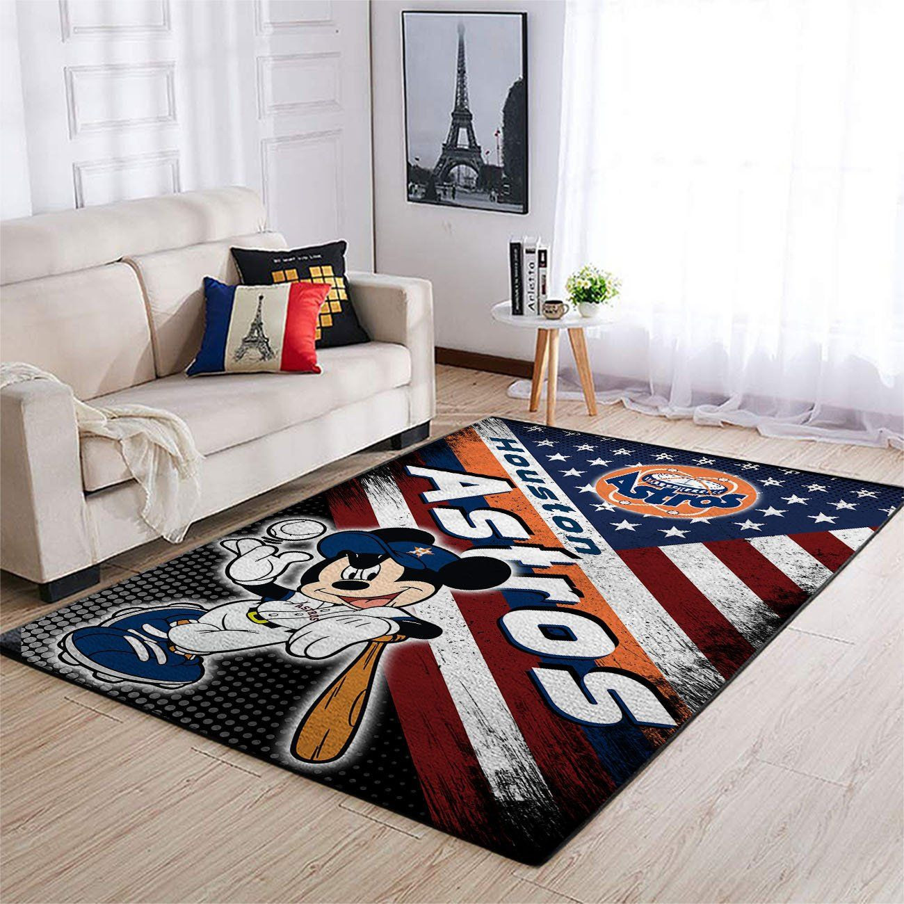 Houston Astros Team Logo Mickey Us Rectangle Area Rug – Full Print Carpet For Living Room & Bedroom Home Decor