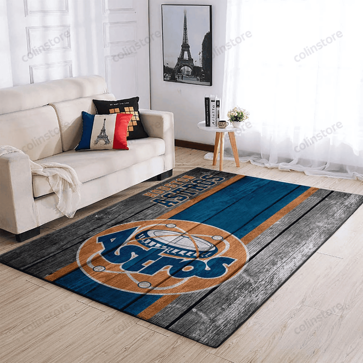 Houston Astros Team Logo Wooden Rectangle Area Rug – Full Print Carpet For Living Room & Bedroom Home Decor