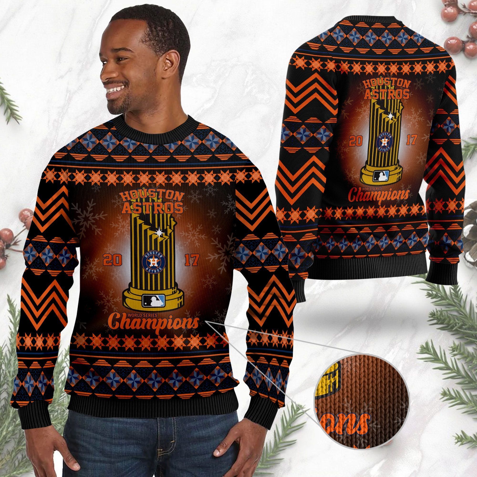 Houston Astros World Series Champions MLB Cup Ugly Christmas Sweater
