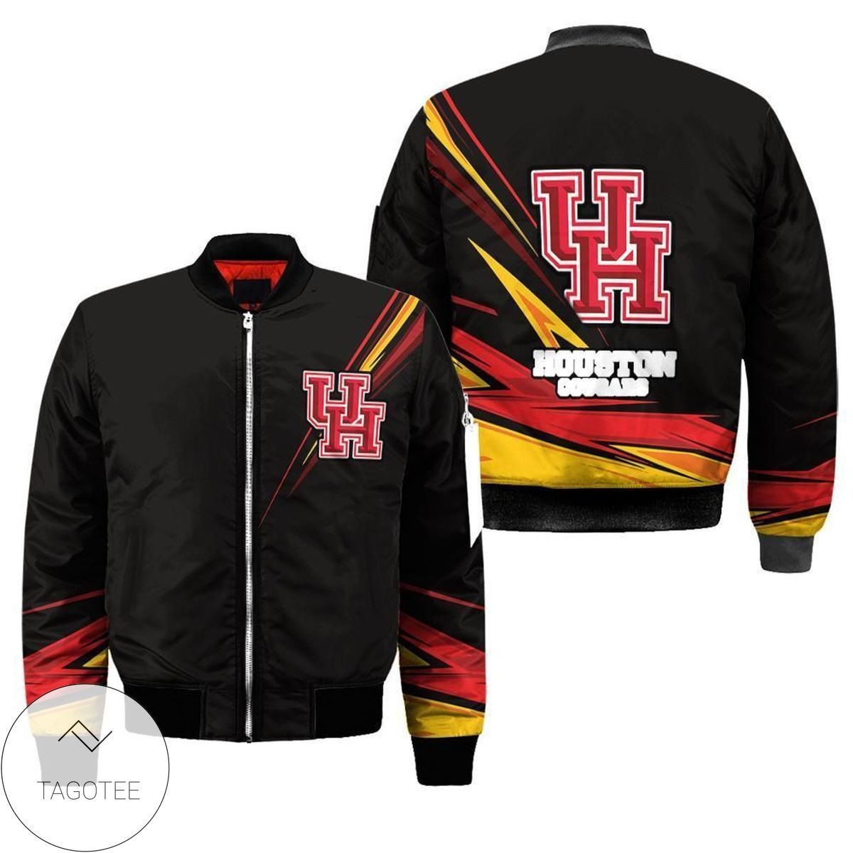 Houston Cougars Black Bomber Jacket | NCAA College Team Jacket for Men & Women | Sports Fan Gift