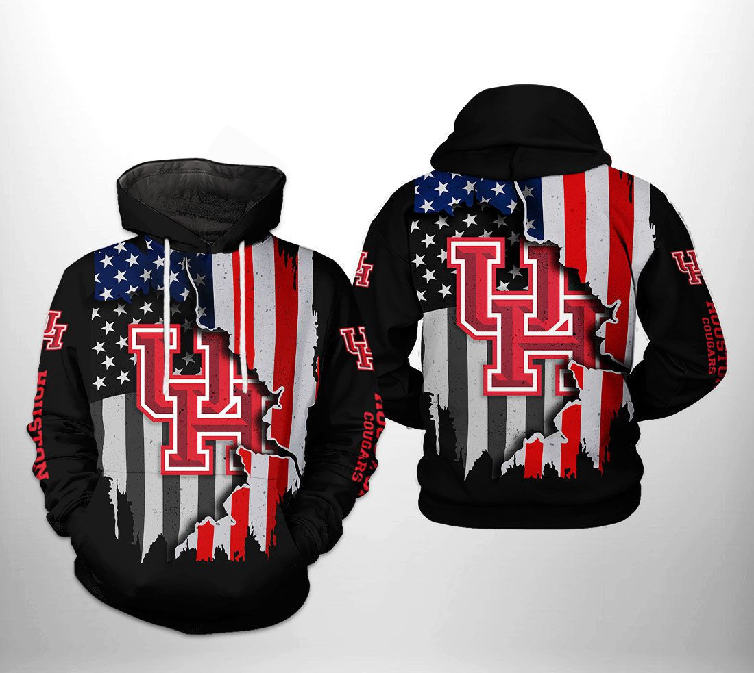 Houston Cougars NCAA US Flag 3D All Over Print Hoodie & Zip Hoodie