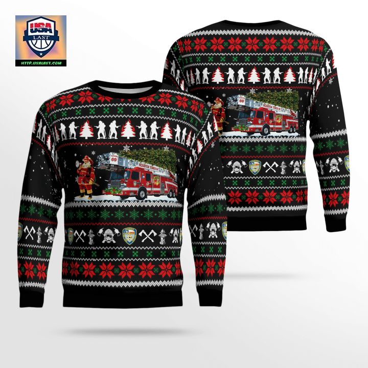 Houston Fire Department Christmas AOP Sweater