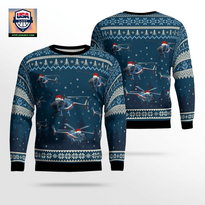 Houston Police Air Support 75 FOX N8375F Christmas AOP Sweater