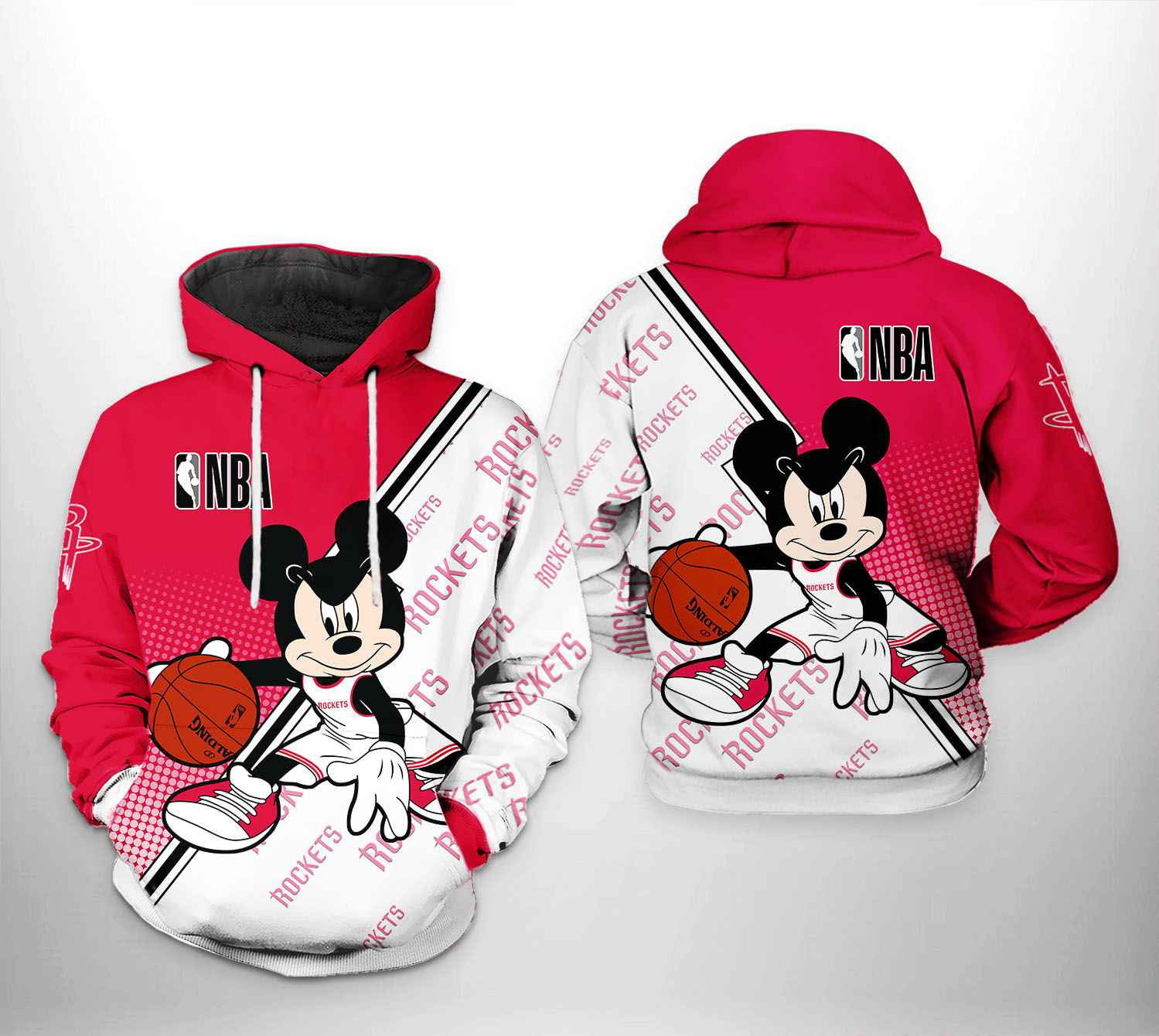 Houston Rockets NBA Mickey 3D All Over Print Hoodie & Zip Hoodie