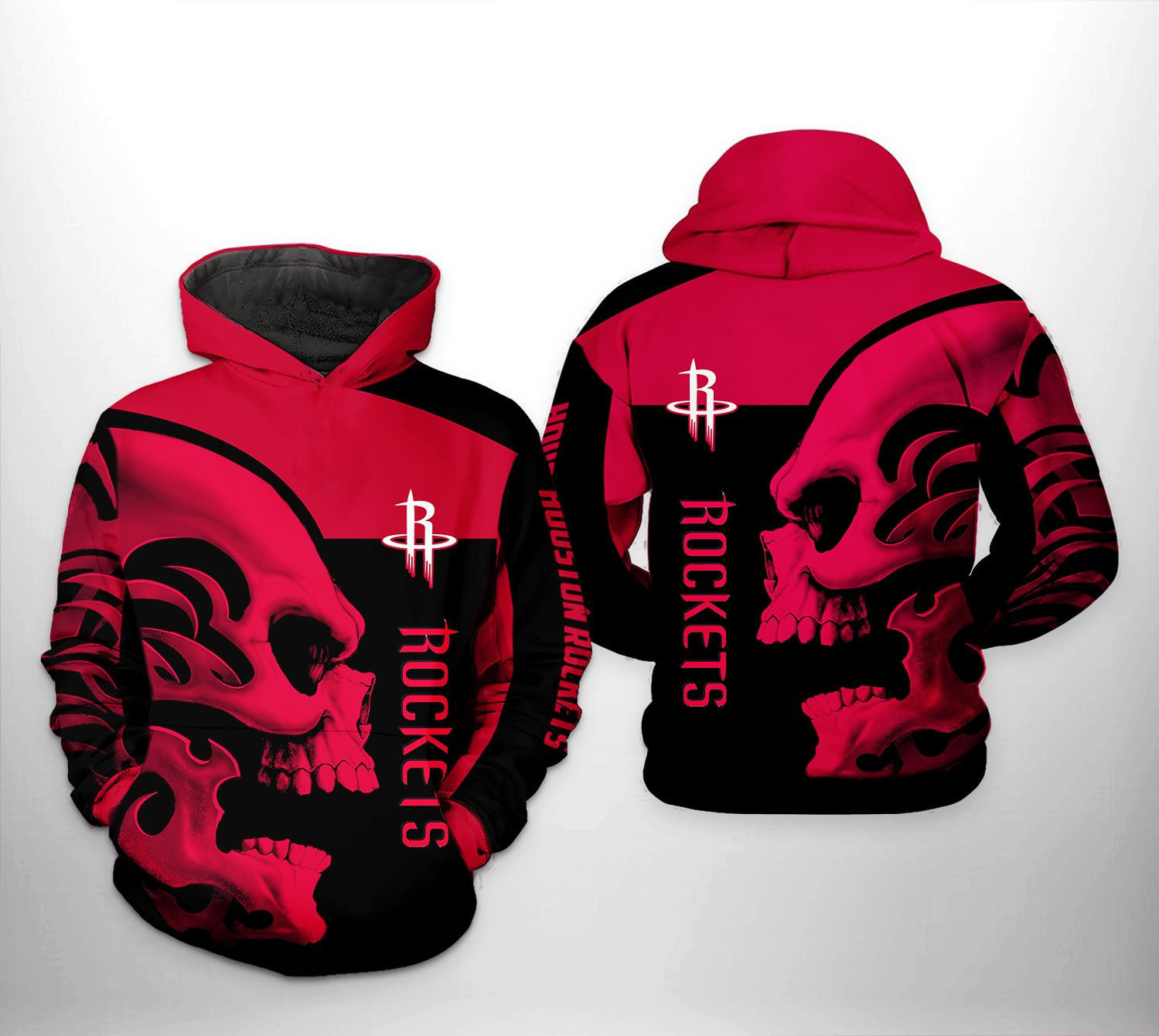 Houston Rockets NBA Skull Team 3D All Over Print Hoodie & Zip Hoodie