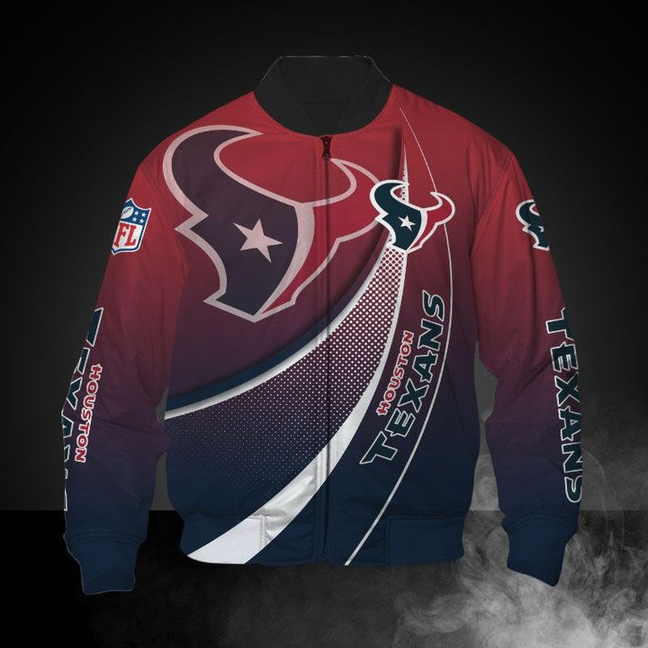 Houston Texans Blue Red Bomber Jacket | NFL Team Jacket for Men & Women | Football Fan Gift