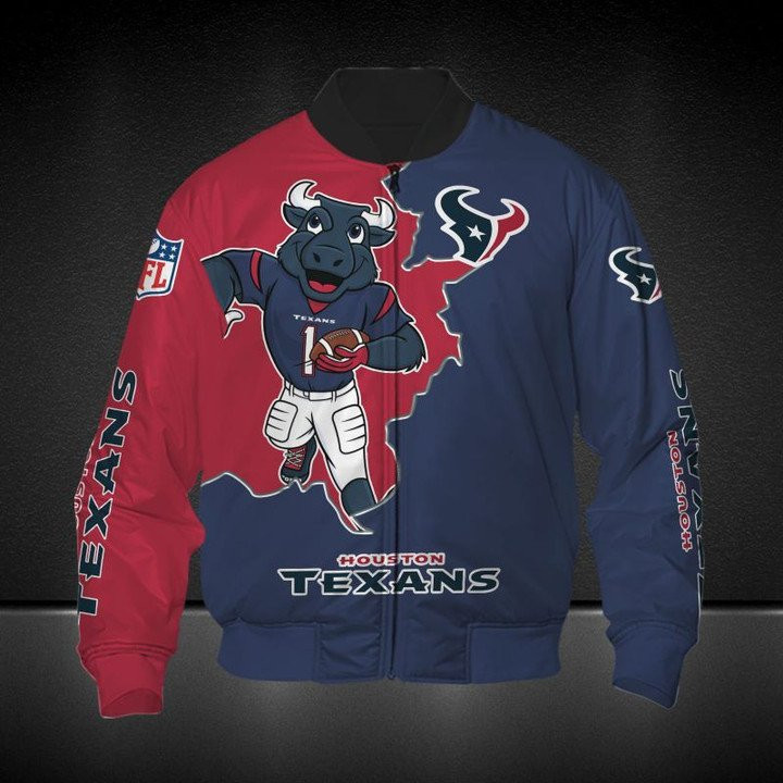 Houston Texans Blue Red Bomber Jacket | NFL Team Jacket for Men & Women | Football Fan Gift