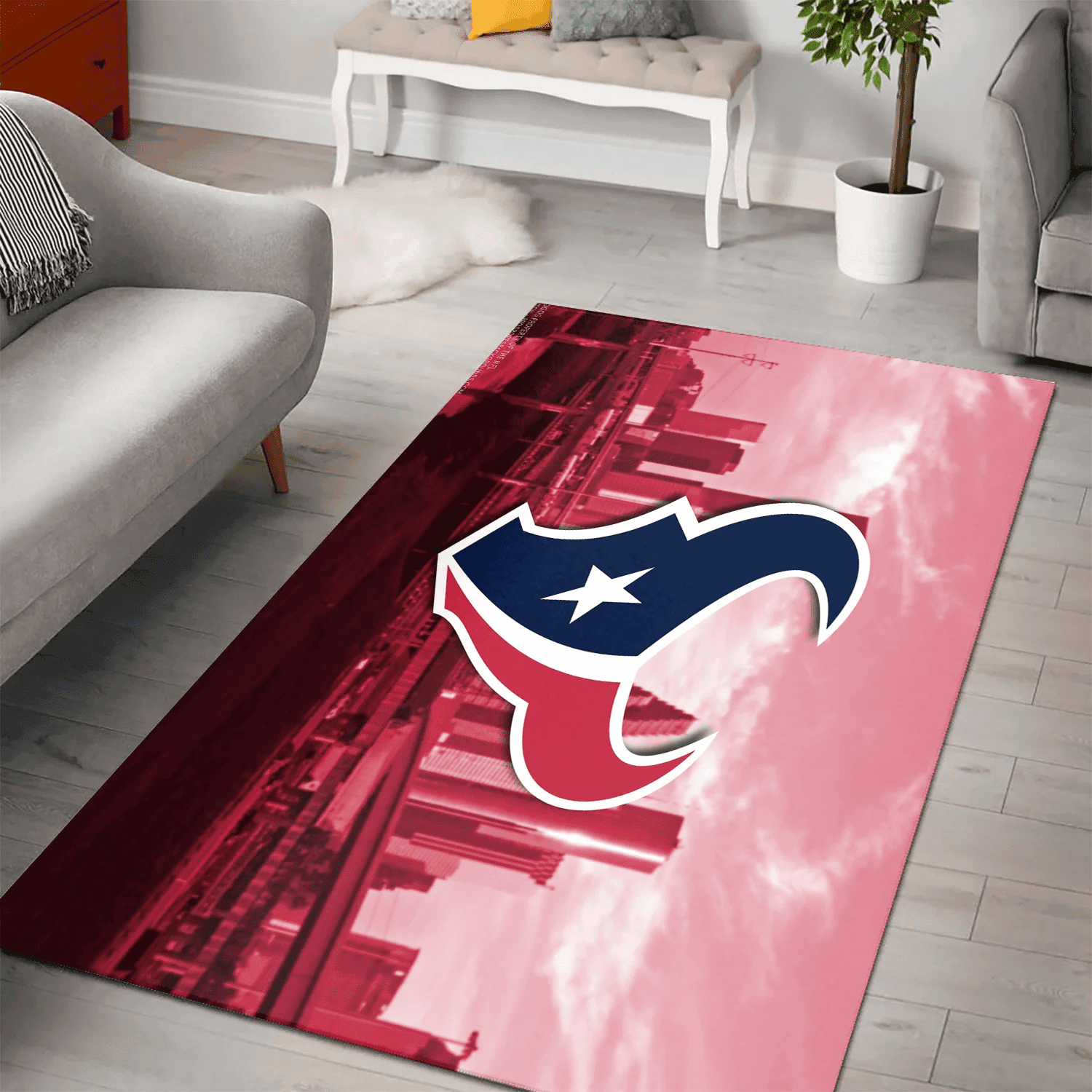 Houston Texans City 3D Full Print Rectangle Area Rug – Full Print Carpet For Living Room & Bedroom Home Decor