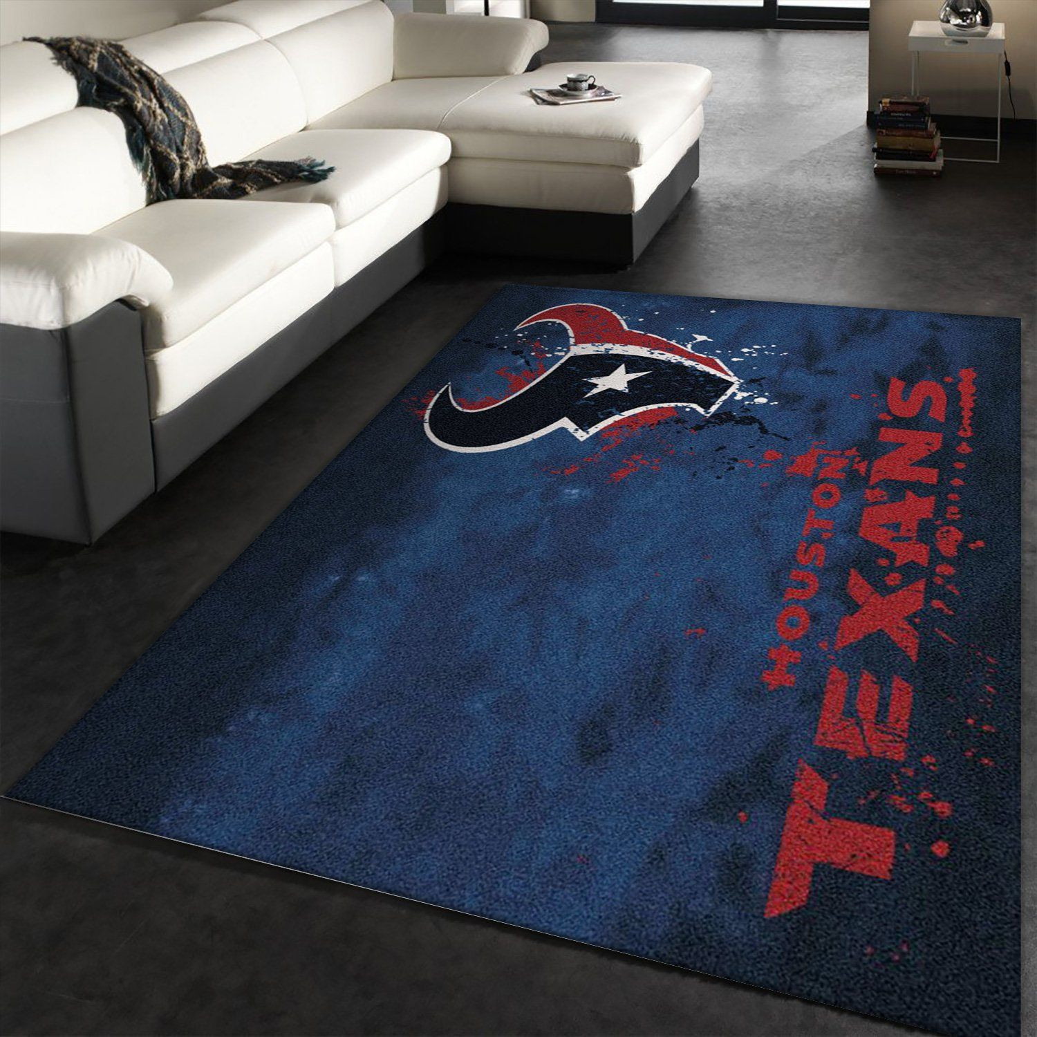 Houston Texans Fade Rug Team Rectangle Area Rug – Full Print Carpet For Living Room & Bedroom Home Decor