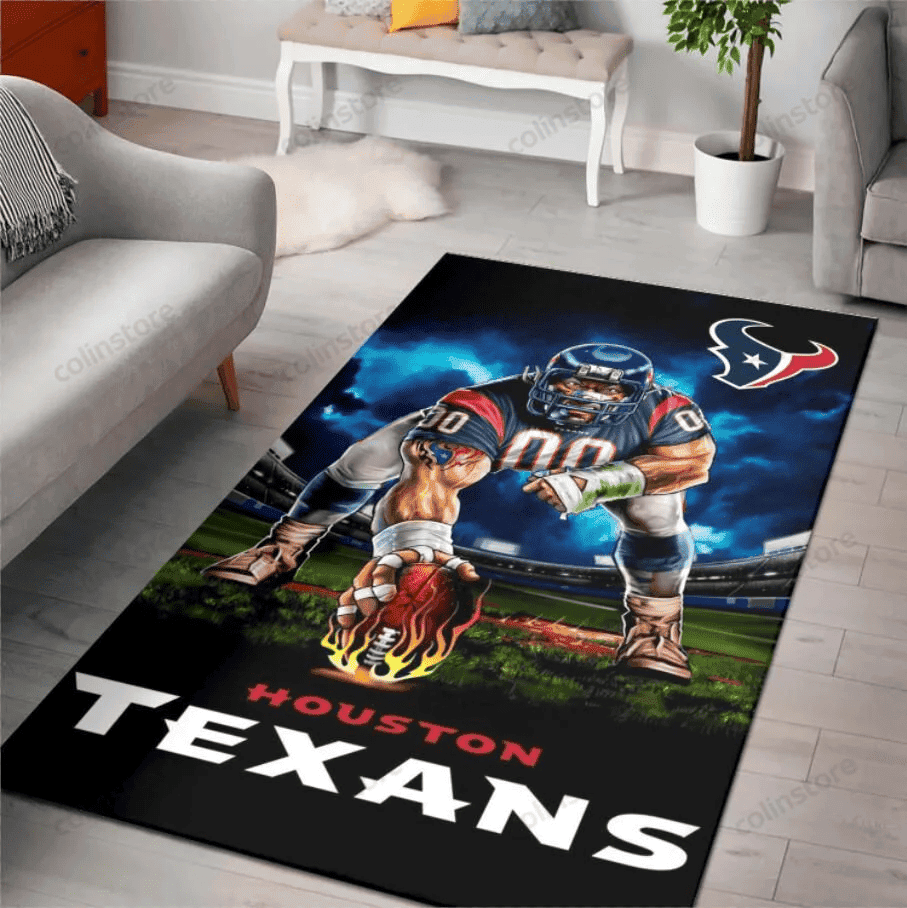 Houston Texans Ferocious Rectangle Area Rug – Full Print Carpet For Living Room & Bedroom Home Decor