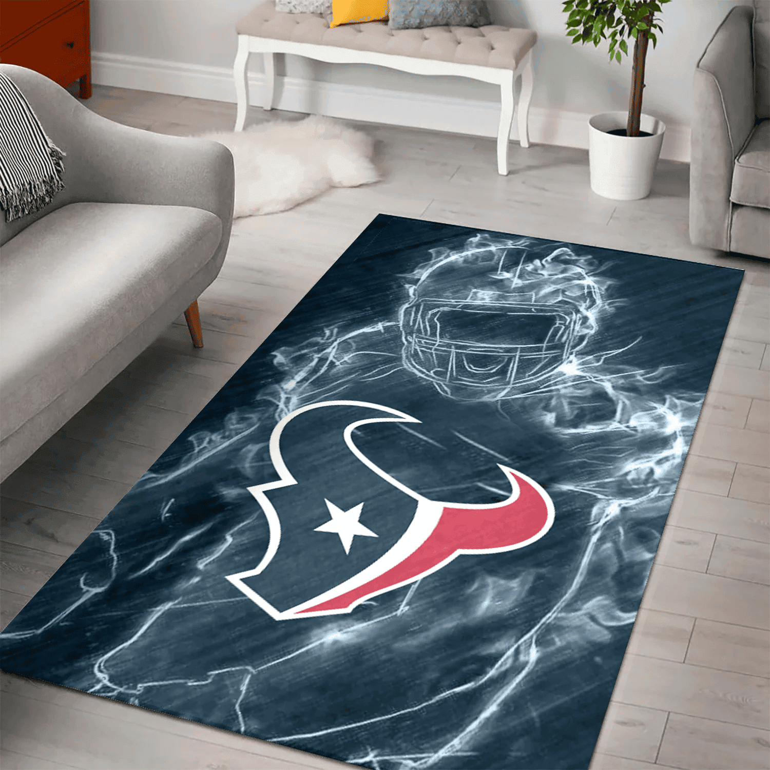 Houston Texans Legend 3D Full Print Rectangle Area Rug – Full Print Carpet For Living Room & Bedroom Home Decor