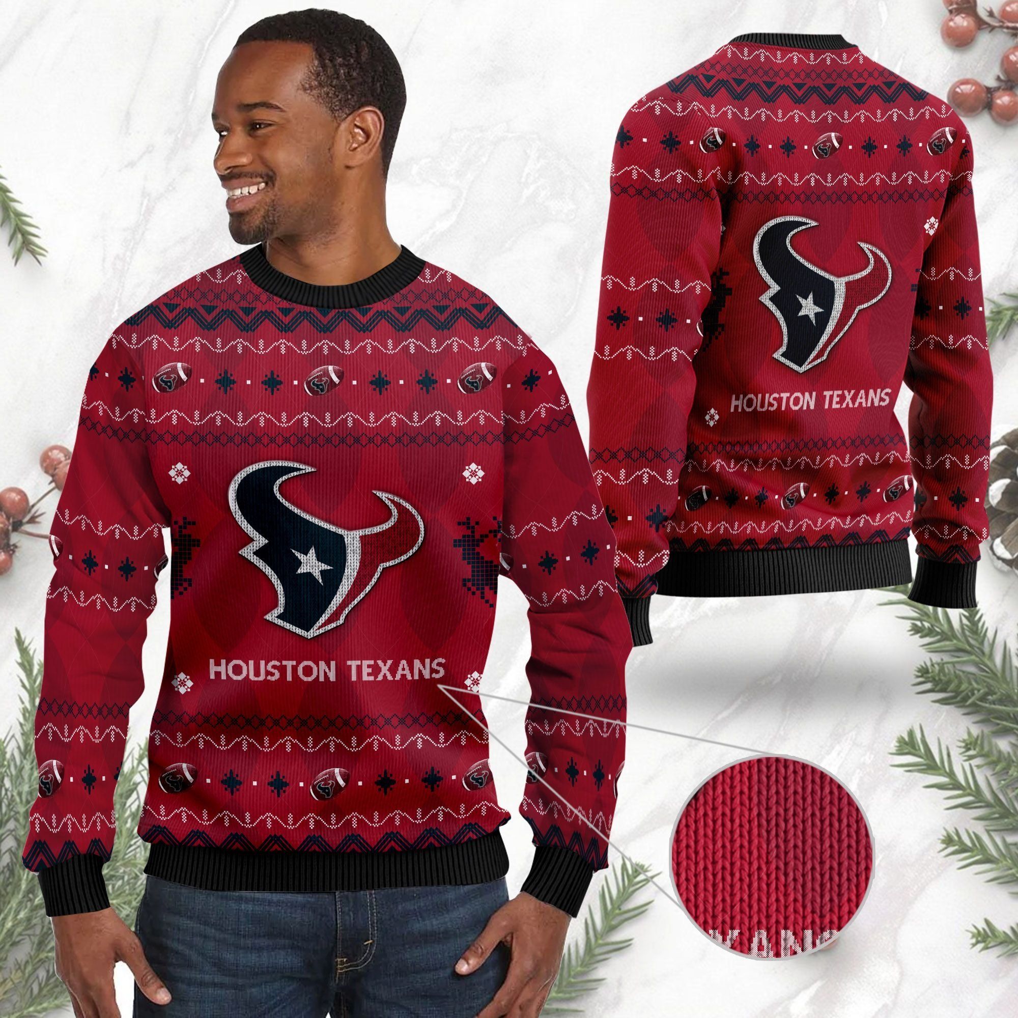 Houston Texans NFL American Football Black Ugly Christmas Sweater