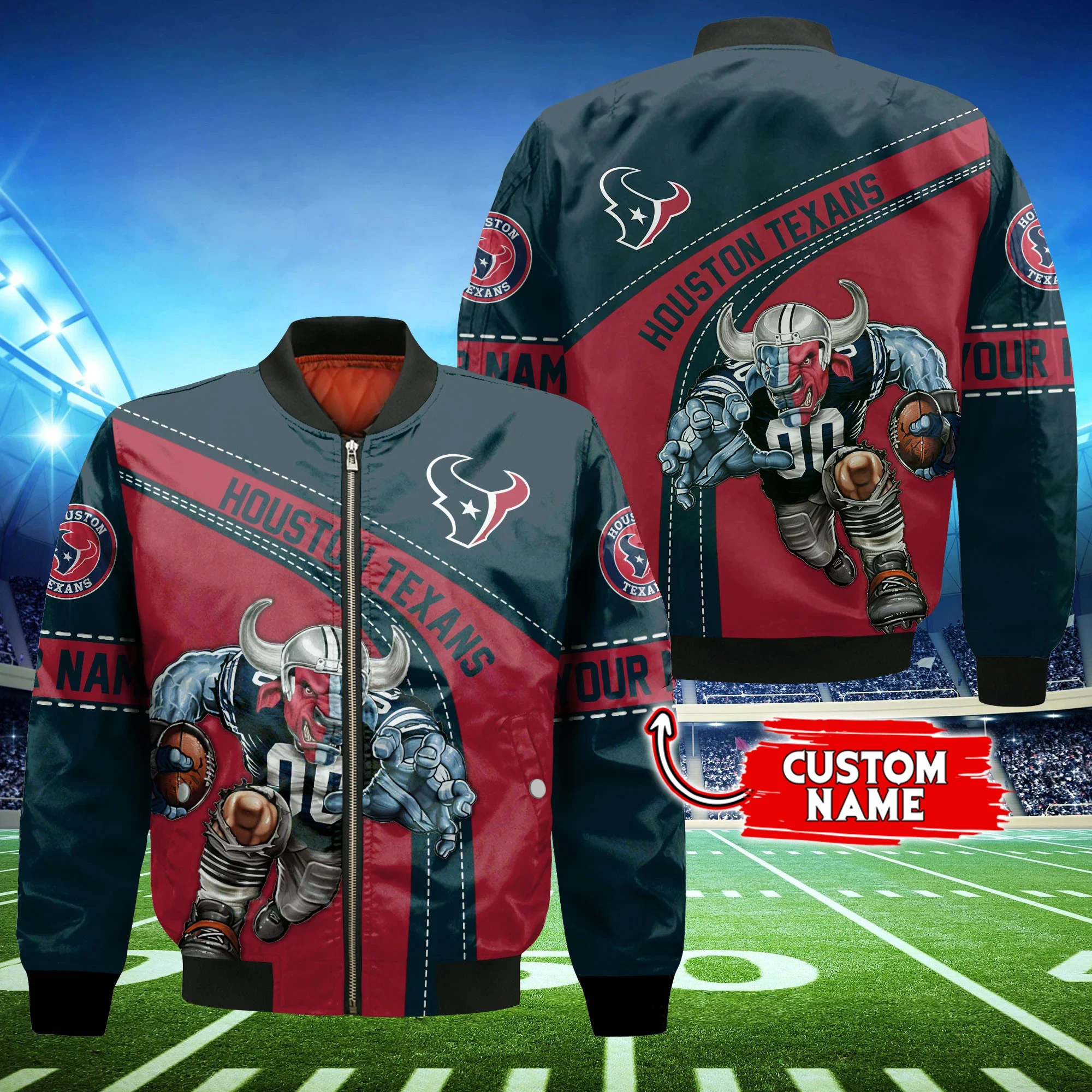 Houston Texans Personalized Thick Bomber Jacket | NFL Team Jacket for Men & Women | Football Fan Gift
