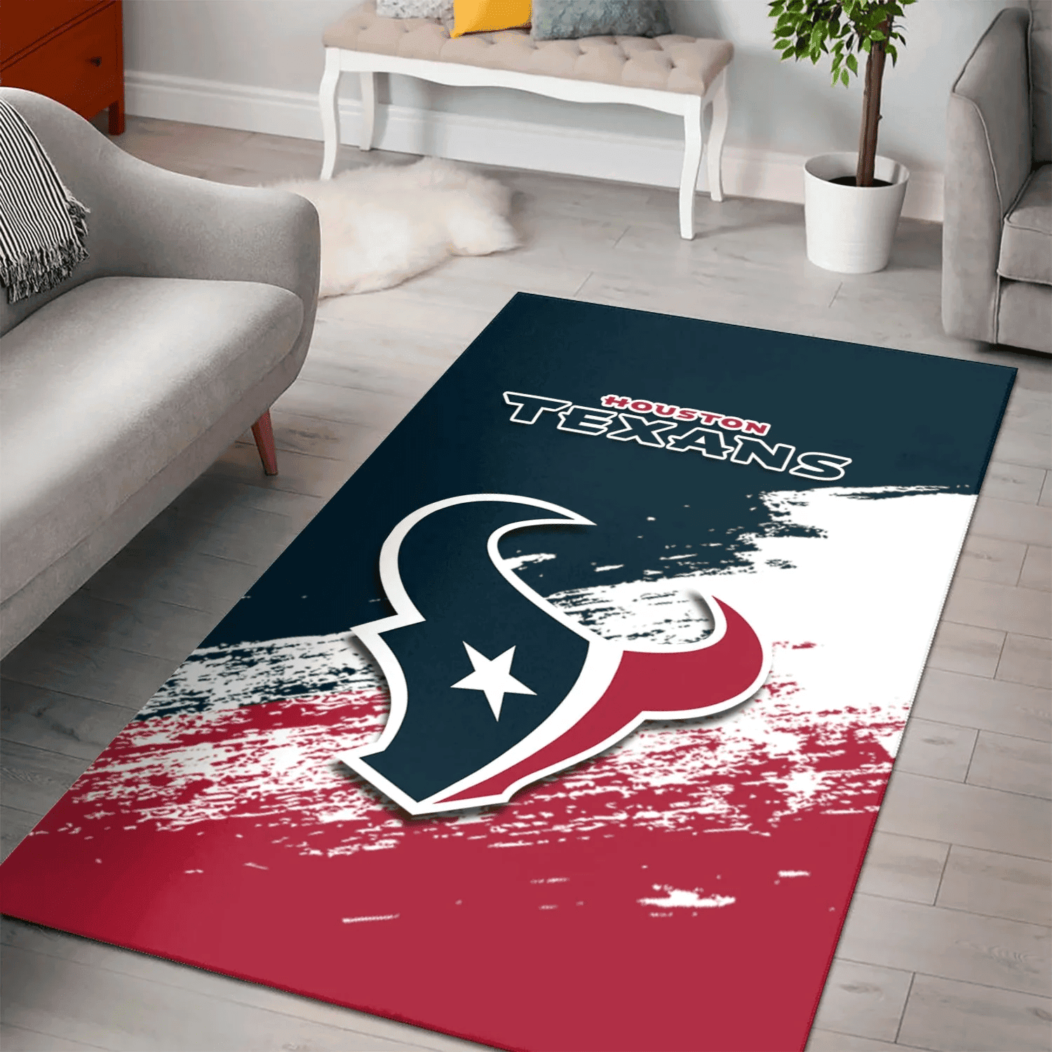 Houston Texans Rectangle Area Rug – Full Print Carpet For Living Room & Bedroom Home Decor