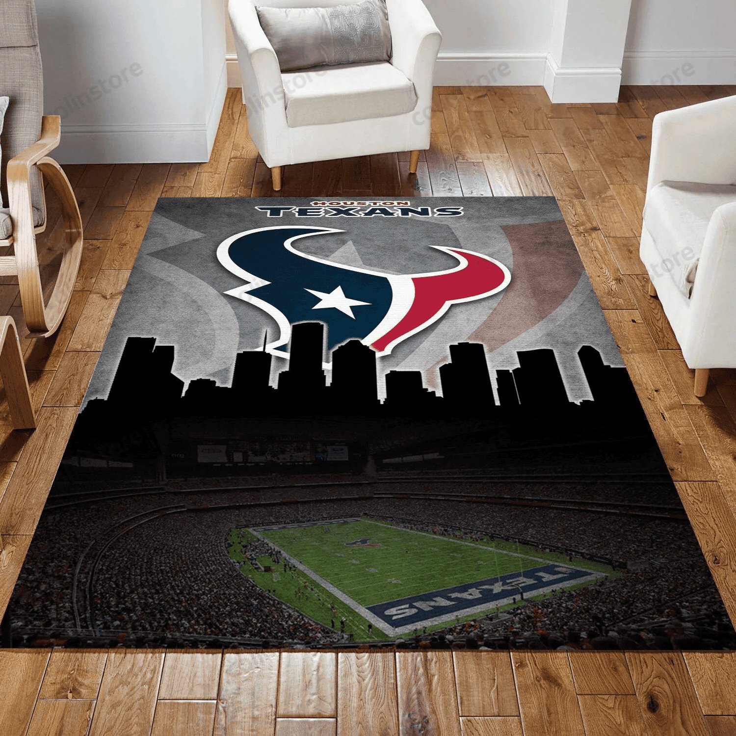 Houston Texans Rectangle Area Rug – Full Print Carpet For Living Room & Bedroom Home Decor