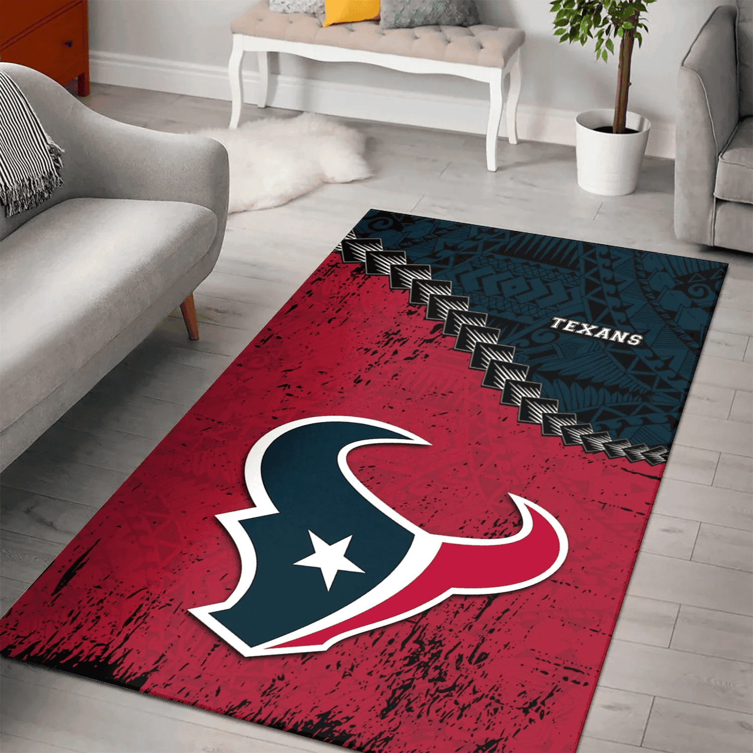 Houston Texans Rectangle Area Rug – Full Print Carpet For Living Room & Bedroom Home Decor