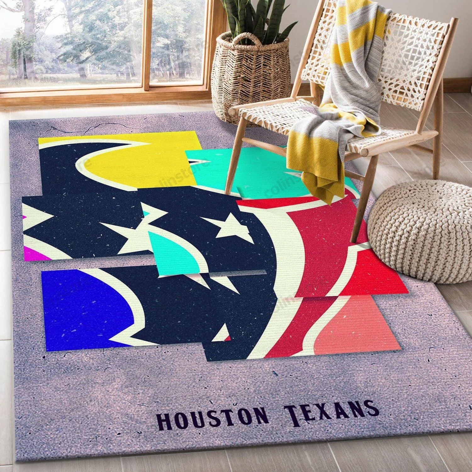 Houston Texans Rectangle Area Rug – Full Print Carpet For Living Room & Bedroom Home Decor