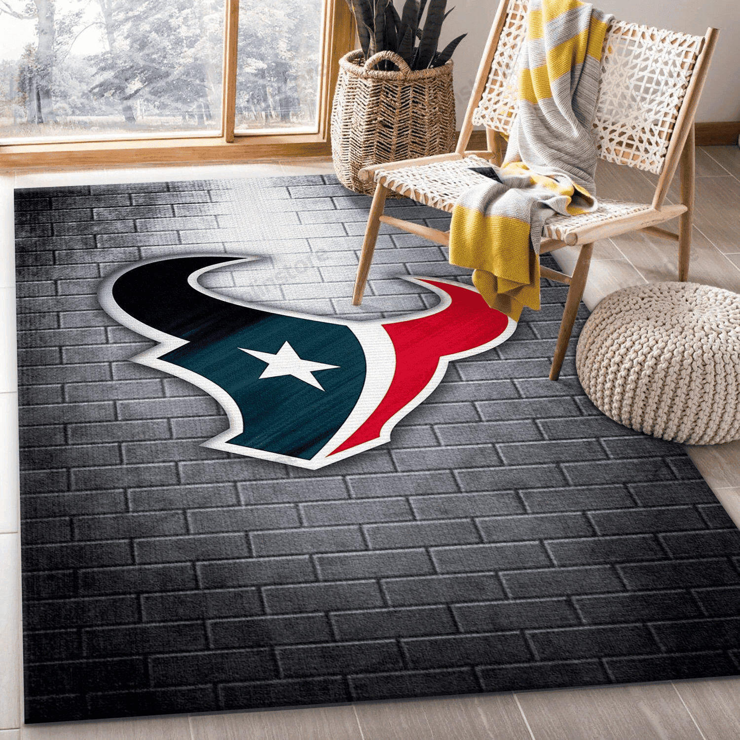 Houston Texans Rectangle Area Rug – Full Print Carpet For Living Room & Bedroom Home Decor