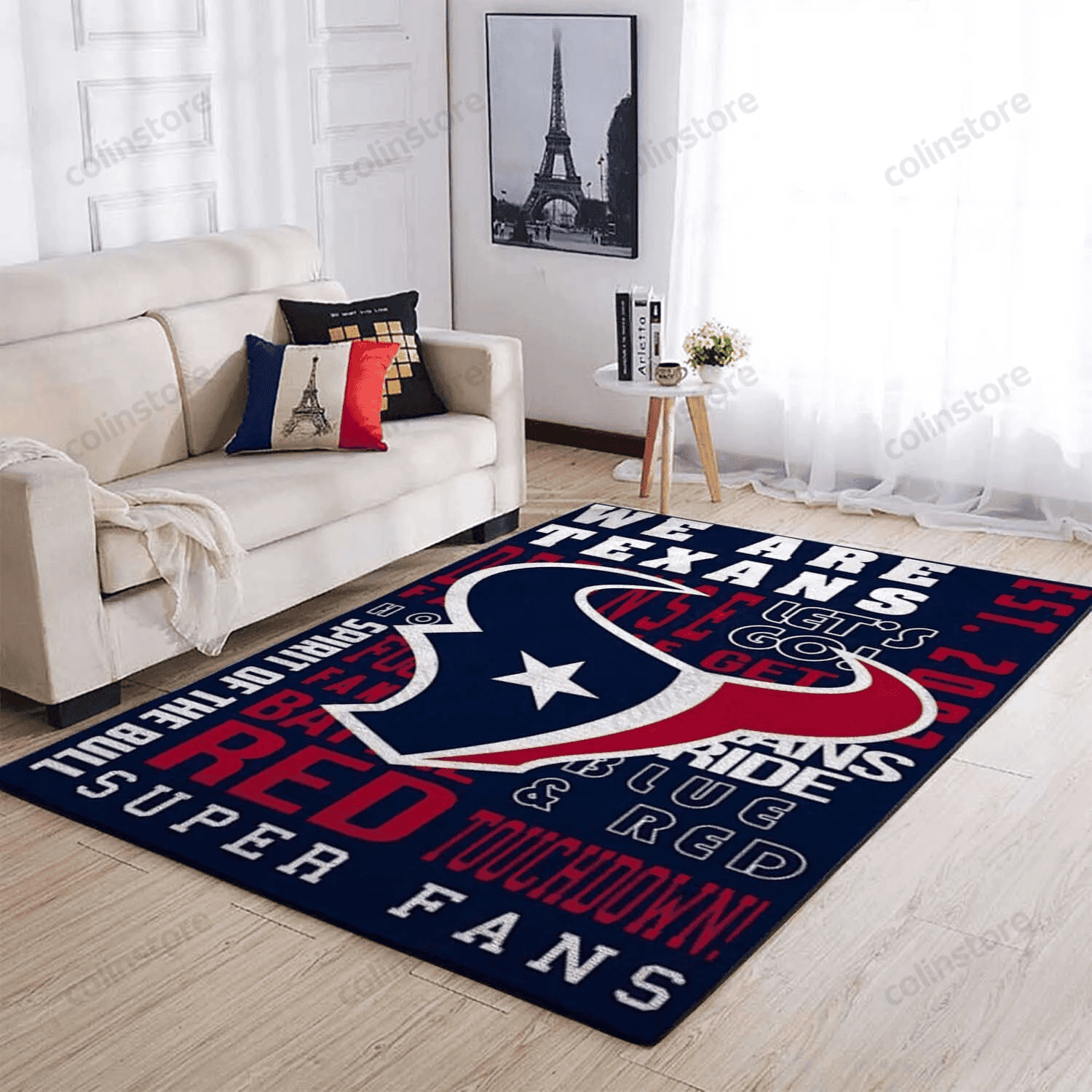 Houston Texans Rectangle Area Rug – Full Print Carpet For Living Room & Bedroom Home Decor