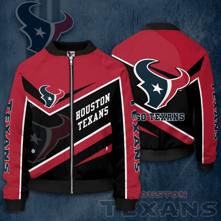 Houston Texans Red Black Bomber Jacket | NFL Team Jacket for Men & Women | Football Fan Gift
