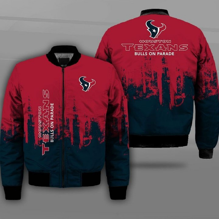 Houston Texans Red Blue Bomber Jacket | NFL Team Jacket for Men & Women | Football Fan Gift