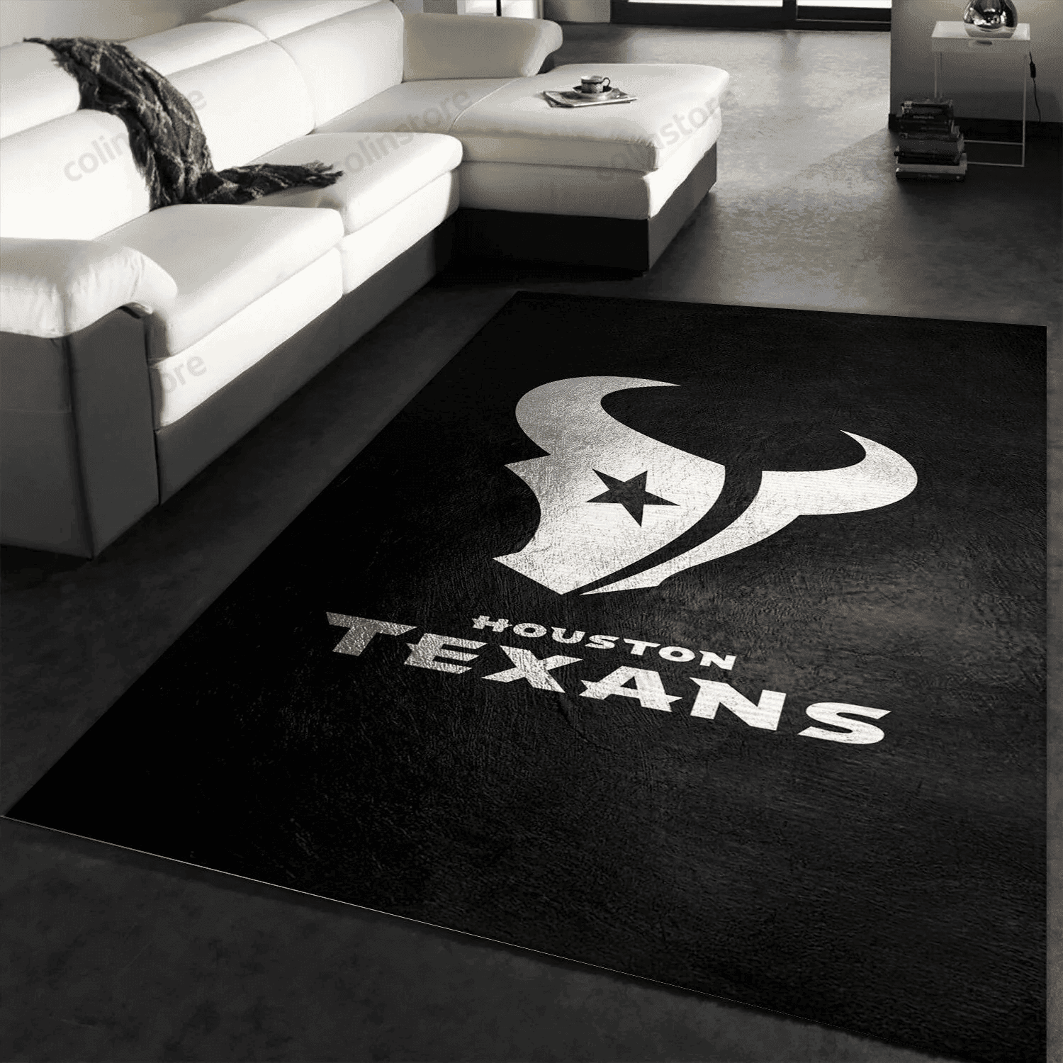 Houston Texans Silver Rectangle Area Rug – Full Print Carpet For Living Room & Bedroom Home Decor