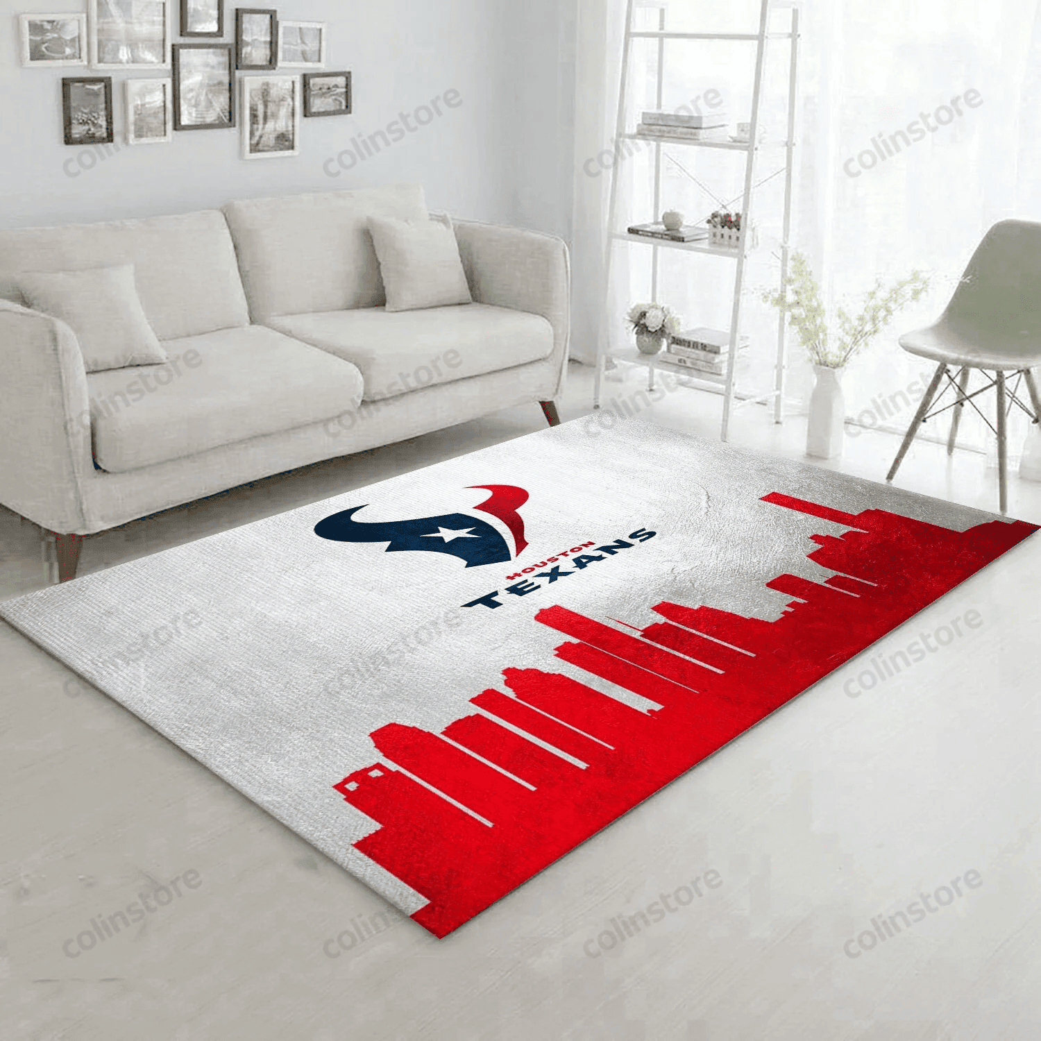 Houston Texans Skyline Rectangle Area Rug – Full Print Carpet For Living Room & Bedroom Home Decor