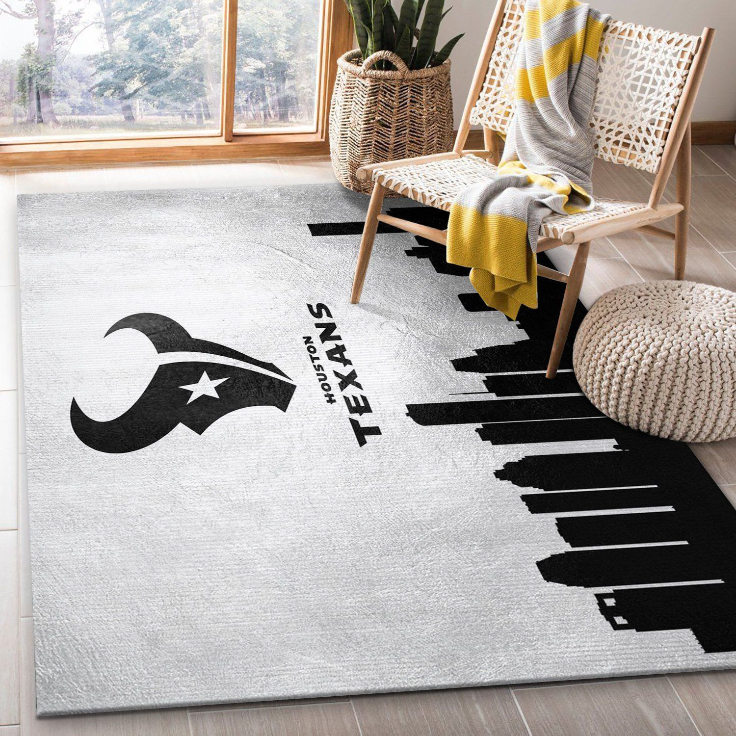 Houston Texans Skyline Rectangle Area Rug – Full Print Carpet For Living Room & Bedroom Home Decor