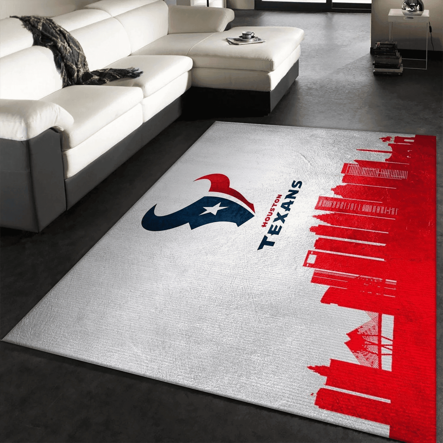 Houston Texans Skyline Rectangle Area Rug – Full Print Carpet For Living Room & Bedroom Home Decor