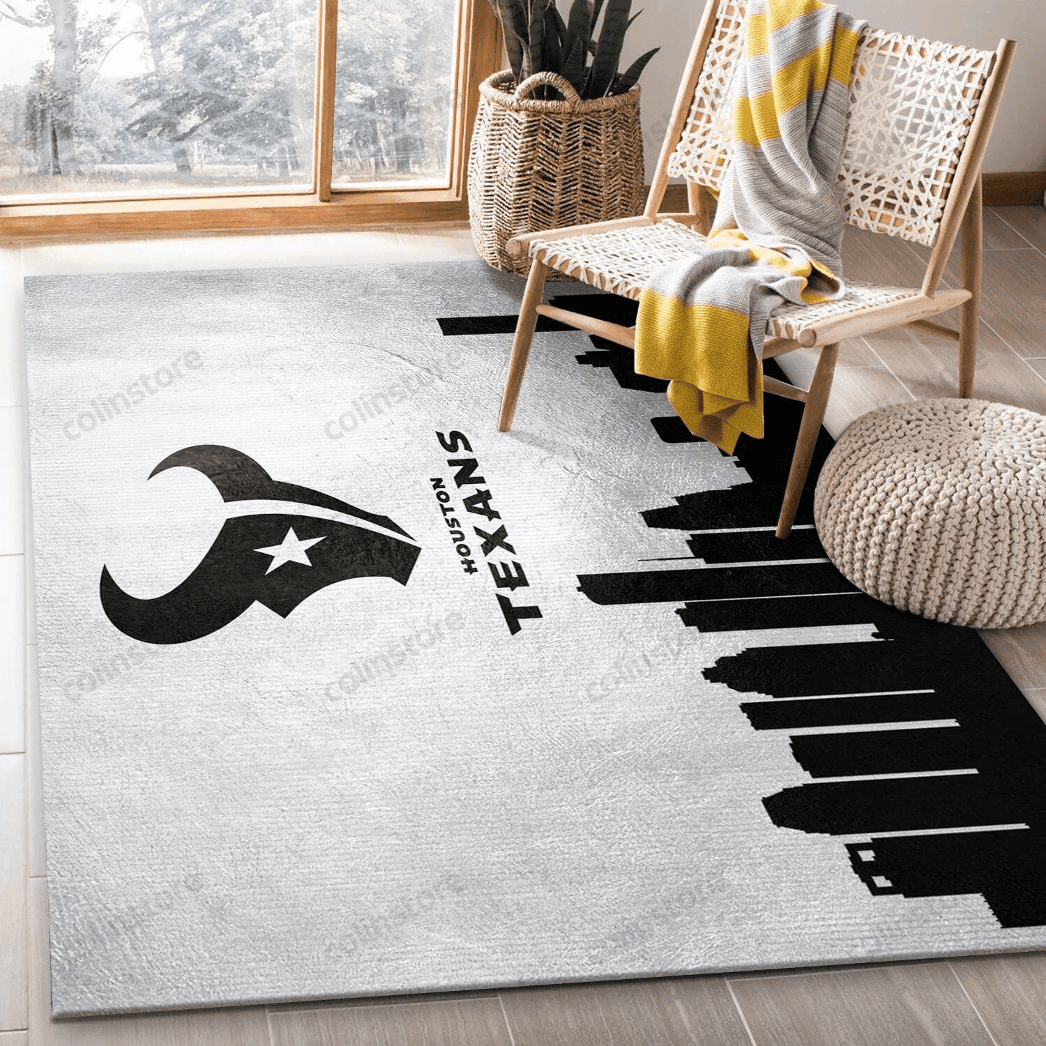 Houston Texans Skyline Rectangle Area Rug – Full Print Carpet For Living Room & Bedroom Home Decor