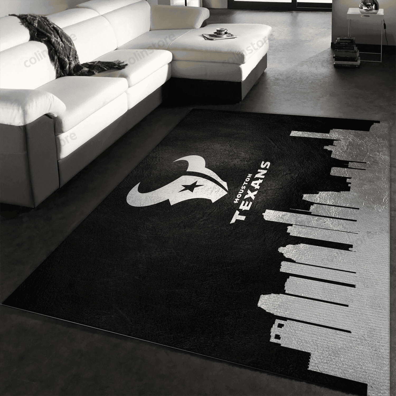 Houston Texans Skyline Rectangle Area Rug – Full Print Carpet For Living Room & Bedroom Home Decor