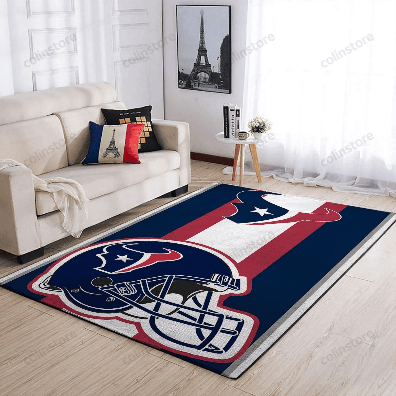 Houston Texans Team Logo Helmet Nice Gift Rectangle Area Rug – Full Print Carpet For Living Room & Bedroom Home Decor