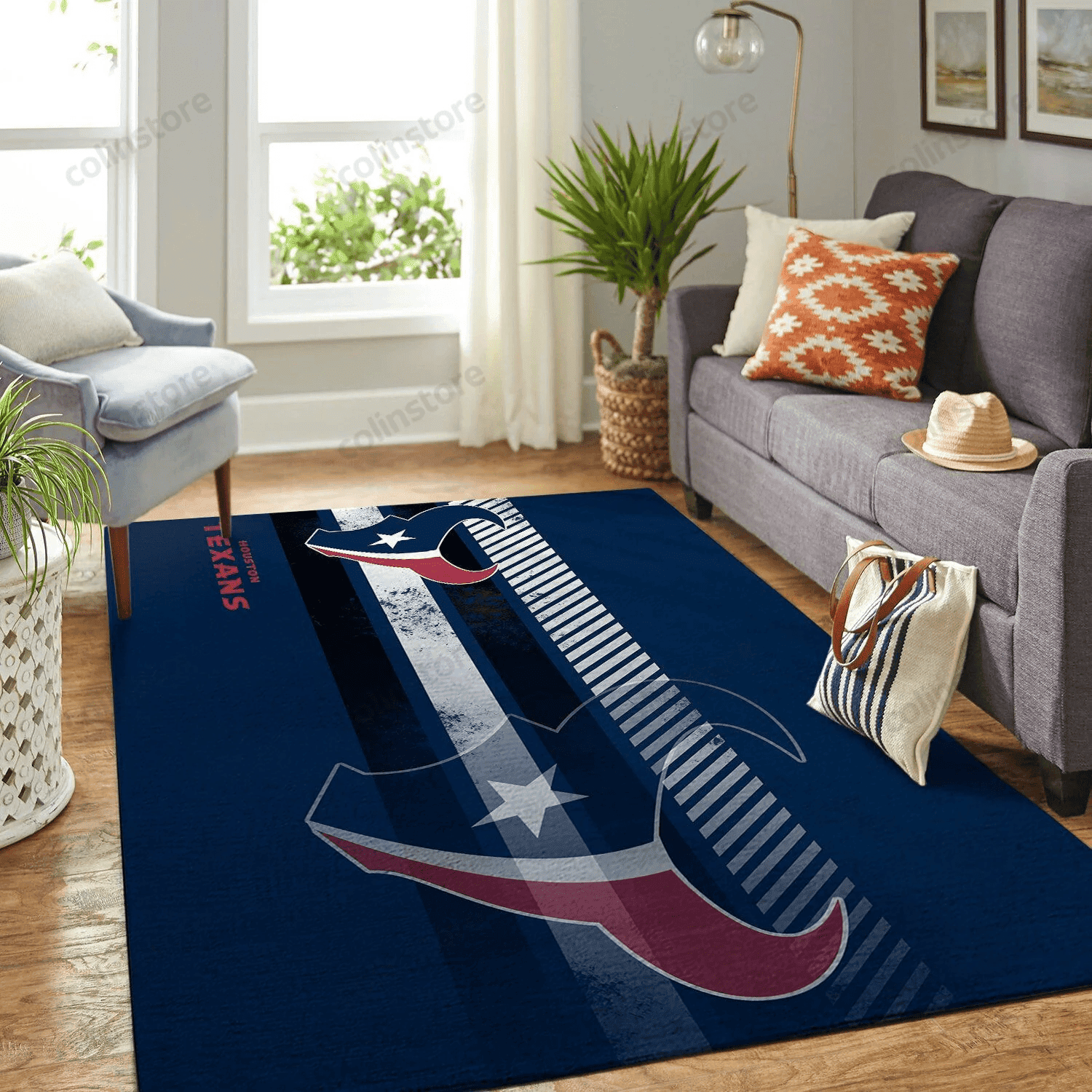 Houston Texans Team Logo Nice Gift Rectangle Area Rug – Full Print Carpet For Living Room & Bedroom Home Decor